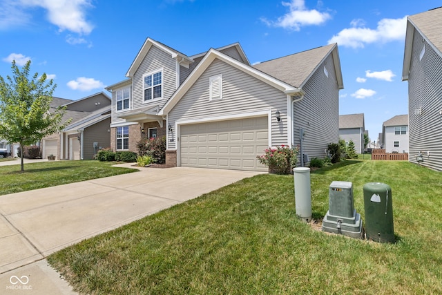 5398 Marigold Dr, Plainfield, IN 46168 - traditional-style home featuring driveway, a front yard, an attached garage, and brick siding