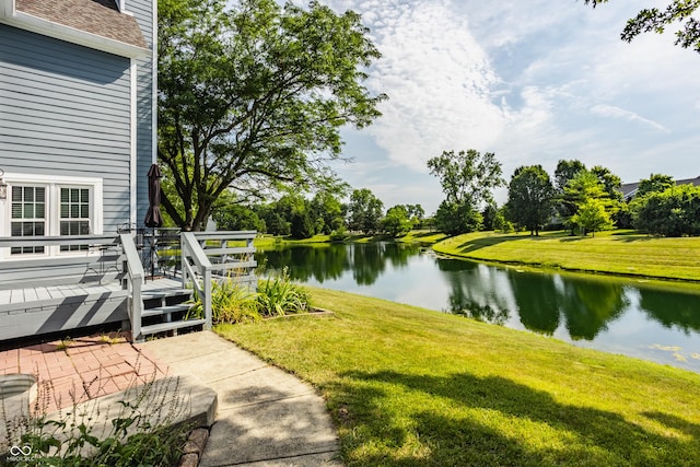12861 Clifford Cir, Carmel, IN 46032 - view of grassy yard with a deck with water view