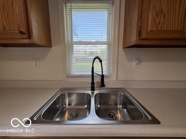 5725 N Clover Maple Dr, Fairland, IN 46126 - kitchen view of brown cabinets and light countertops