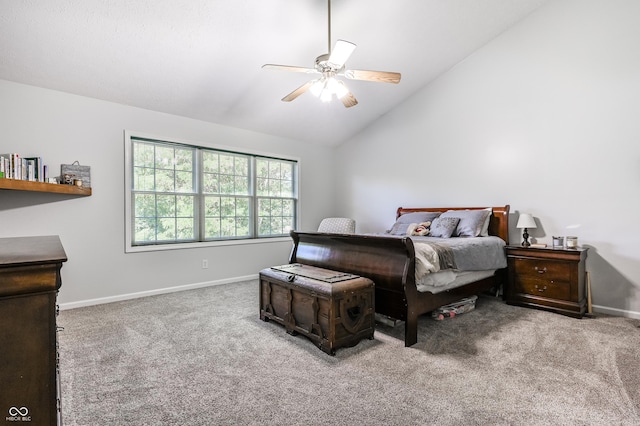 7611 Prairie Fire Ct, Brownsburg, IN 46112 - carpeted bedroom with ceiling fan and high vaulted ceiling