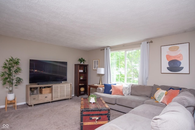 6118 Thrushwood Cir, Indianapolis, IN 46250 - carpeted living area with a textured ceiling and baseboards