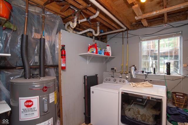 6118 Thrushwood Cir, Indianapolis, IN 46250 - laundry room featuring electric water heater and separate washer and dryer