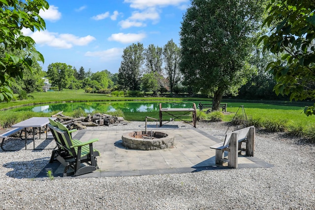 6880 S 850 E, Zionsville, IN 46077 - view of patio with a fire pit and a water view