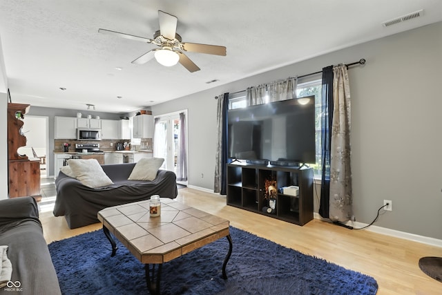 8321 Giroud Way, Indianapolis, IN 46259 - living area featuring healthy amount of natural light, a ceiling fan, and light wood-style flooring