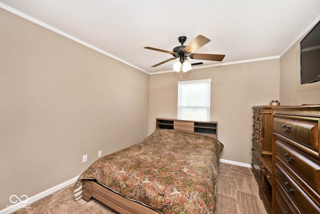 1093 Springwater Dr, Greenwood, IN 46143 - bedroom featuring carpet flooring, ornamental molding, and ceiling fan