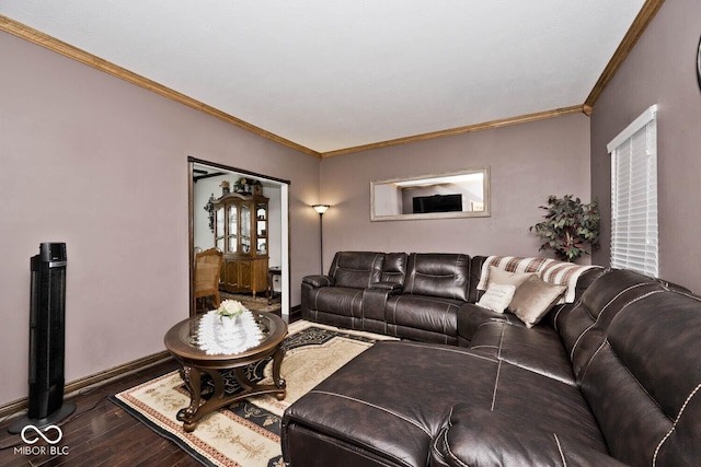 1093 Springwater Dr, Greenwood, IN 46143 - living area featuring dark wood-style floors and crown molding