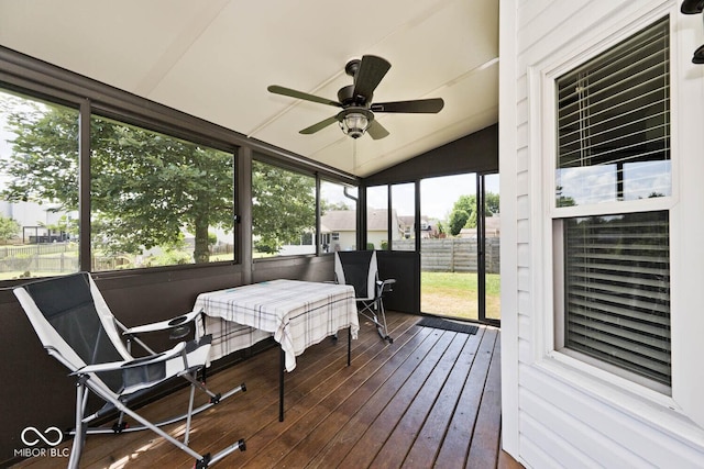 1093 Springwater Dr, Greenwood, IN 46143 - sunroom with a ceiling fan, healthy amount of natural light, and vaulted ceiling