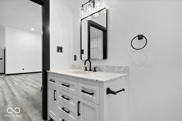 8237 S 100 E, Markleville, IN 46056 - bathroom with vanity and wood finished floors