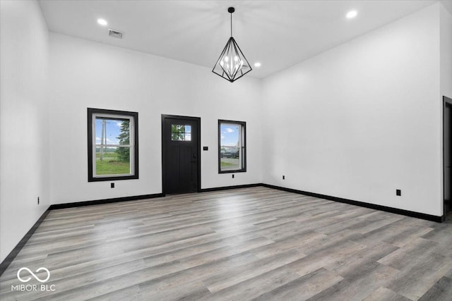 8237 S 100 E, Markleville, IN 46056 - entryway with a chandelier, light wood-style floors, and recessed lighting