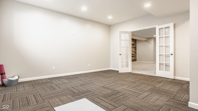 11761 Boothbay Ln, Fishers, IN 46037 - carpeted empty room with french doors and recessed lighting