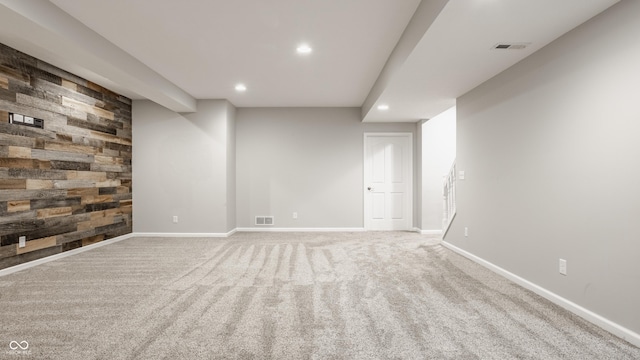 11761 Boothbay Ln, Fishers, IN 46037 - unfurnished room featuring recessed lighting, carpet flooring, and wood walls