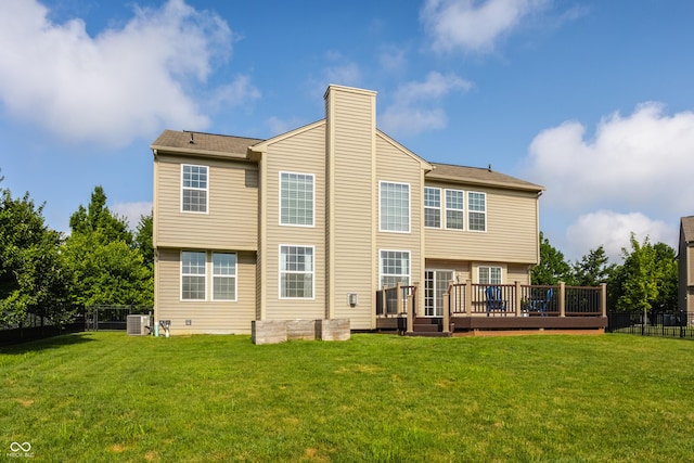 11761 Boothbay Ln, Fishers, IN 46037 - back of property featuring a deck, a chimney, and roof with shingles