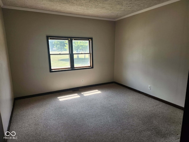 201 N Leland St, Fortville, IN 46040 - empty room featuring carpet, a textured ceiling, and crown molding