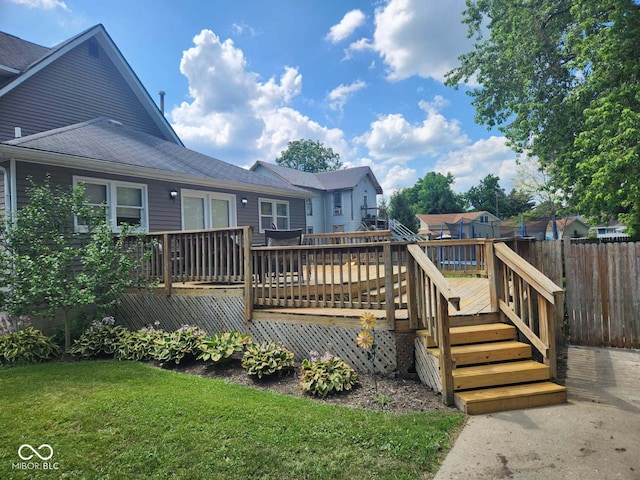 201 N Leland St, Fortville, IN 46040 - back of house with a deck and a shingled roof