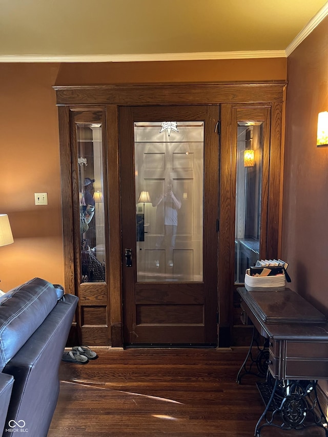 519 E Wabash Ave, Crawfordsville, IN 47933 - doorway with crown molding and wood finished floors
