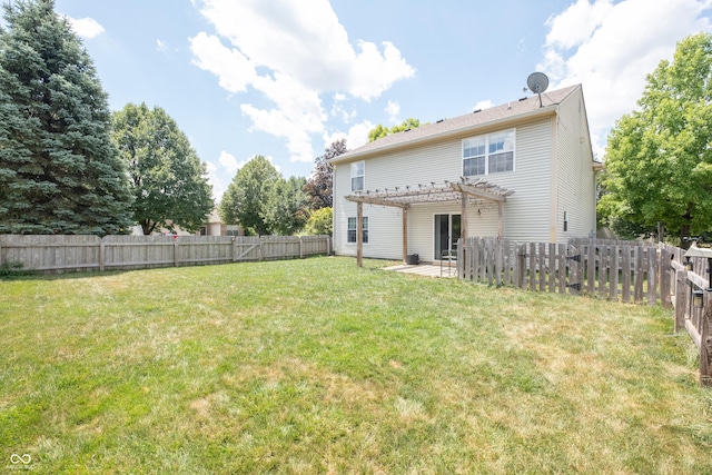 10301 Cerulean Dr, Noblesville, IN 46060 - back of house with a pergola, a fenced backyard, and a patio