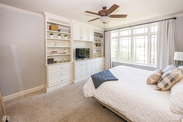 20971 Shoreline Ct Unit 408, Noblesville, IN 46062 - bedroom with crown molding, carpet, and a ceiling fan
