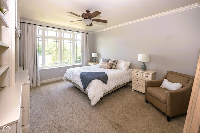 20971 Shoreline Ct Unit 408, Noblesville, IN 46062 - carpeted bedroom featuring ornamental molding and ceiling fan