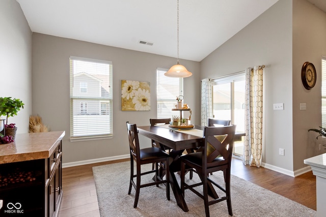 9801 Zion Way, Pendleton, IN 46064 - dining space with dark wood-type flooring and lofted ceiling