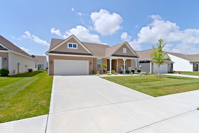 9801 Zion Way, Pendleton, IN 46064 - craftsman-style home with brick siding, board and batten siding, concrete driveway, and a front yard