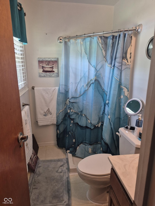 7802 Fall Creek Rd, Indianapolis, IN 46256 - full bathroom featuring tile patterned flooring, a shower with curtain, and vanity