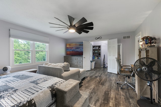 10532 Beacon Ln, Indianapolis, IN 46256 - bedroom featuring dark wood-style flooring and a ceiling fan