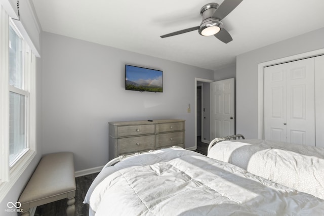 10532 Beacon Ln, Indianapolis, IN 46256 - bedroom with a closet, multiple windows, and a ceiling fan