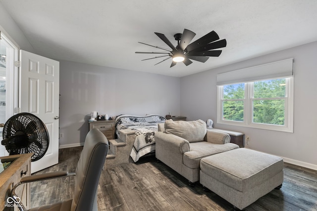10532 Beacon Ln, Indianapolis, IN 46256 - bedroom with dark wood finished floors and a ceiling fan
