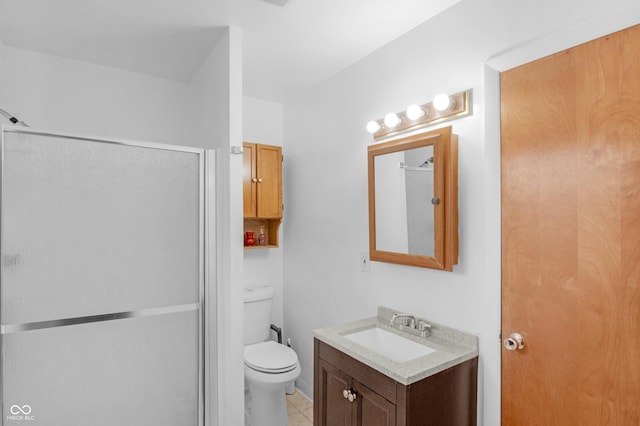 157 E Hill Valley Dr, Indianapolis, IN 46227 - bathroom featuring vanity, an enclosed shower, and tile patterned flooring