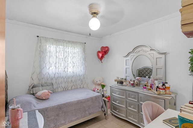157 E Hill Valley Dr, Indianapolis, IN 46227 - bedroom with light tile patterned floors and ceiling fan