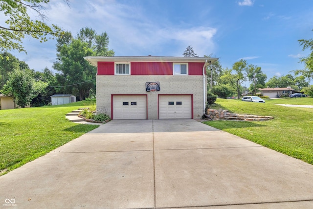 157 E Hill Valley Dr, Indianapolis, IN 46227 - view of front of house featuring brick siding, a front lawn, and driveway