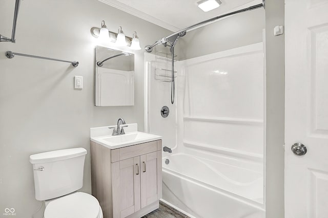 1065 Chevy Chase Ln, Carmel, IN 46280 - bathroom featuring washtub / shower combination, vanity, and ornamental molding