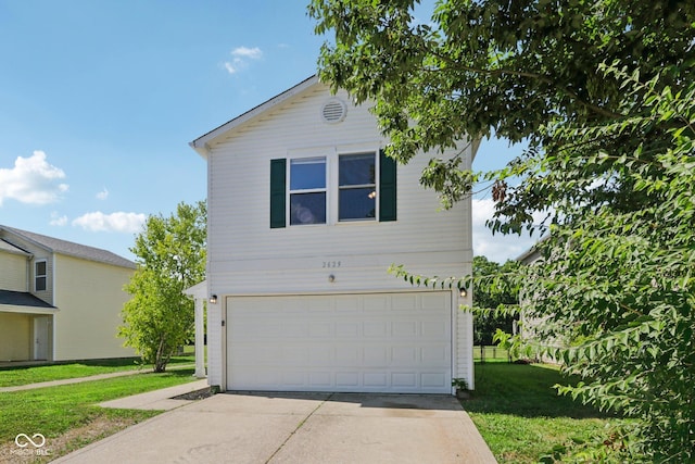 2629 Redland Ln, Indianapolis, IN 46217 - view of front facade featuring concrete driveway, a front yard, and an attached garage