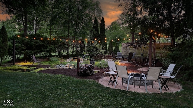 812 Eaglewood Dr, Zionsville, IN 46077 - view of yard featuring a fire pit and a patio area