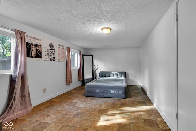 3909 Richelieu Ct, Indianapolis, IN 46226 - bedroom with multiple windows, a textured ceiling, and stone finish flooring