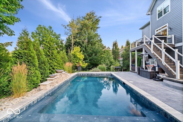 11322 Sea Side Ct, Fishers, IN 46040 - outdoor pool with stairs, a deck, and a patio