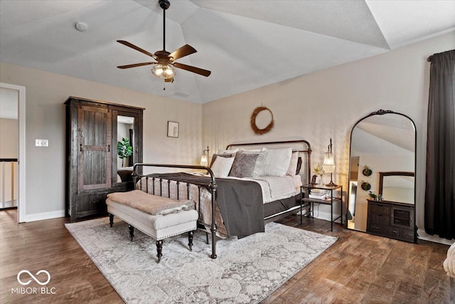11322 Sea Side Ct, Fishers, IN 46040 - bedroom with vaulted ceiling, wood finished floors, and ceiling fan