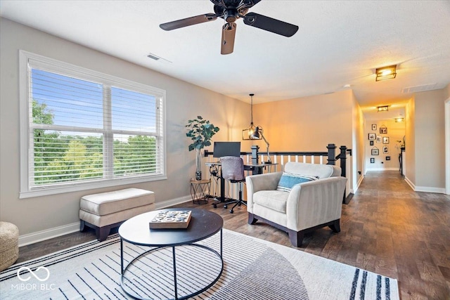 11322 Sea Side Ct, Fishers, IN 46040 - living area with wood finished floors and a ceiling fan