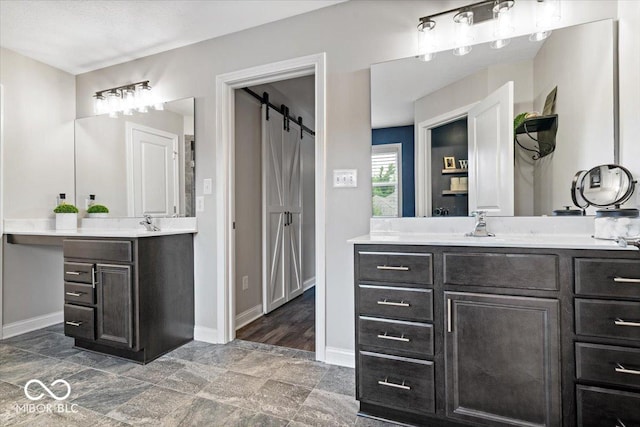 11322 Sea Side Ct, Fishers, IN 46040 - bathroom with two vanities and stone finish flooring