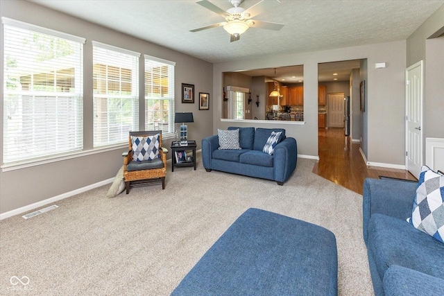 13059 Cirrus Dr, Fishers, IN 46037 - carpeted living area with ceiling fan and baseboards