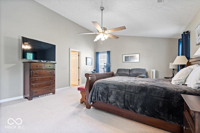 16009 Tenor Way, Noblesville, IN 46060 - carpeted bedroom with vaulted ceiling, a textured ceiling, and ceiling fan