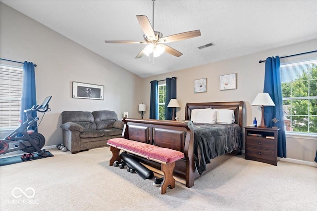 16009 Tenor Way, Noblesville, IN 46060 - bedroom featuring carpet floors, lofted ceiling, and a ceiling fan