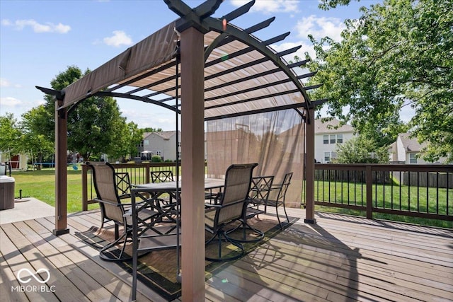 16009 Tenor Way, Noblesville, IN 46060 - wooden deck with a pergola, a yard, and outdoor dining space