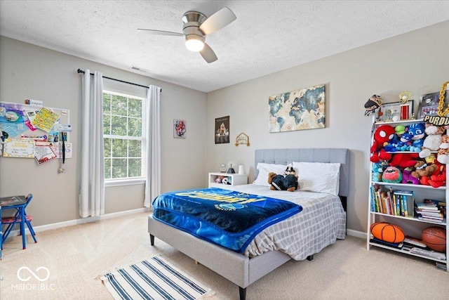16009 Tenor Way, Noblesville, IN 46060 - bedroom with carpet flooring, a textured ceiling, and ceiling fan