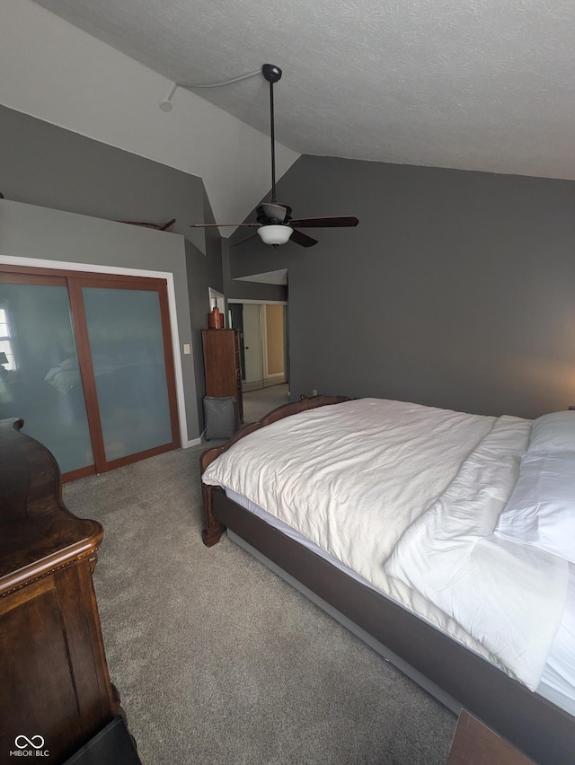 7327 Newbury Ct, Fishers, IN 46038 - carpeted bedroom featuring vaulted ceiling and a ceiling fan