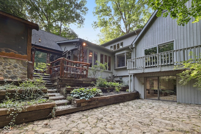 118 White Horse Ln, Fishers, IN 46038 - rear view of house with a patio area, a sunroom, stairs, and a deck