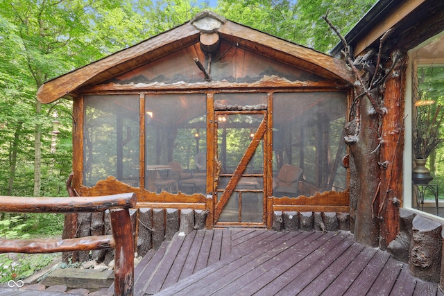 118 White Horse Ln, Fishers, IN 46038 - wooden terrace with a sunroom