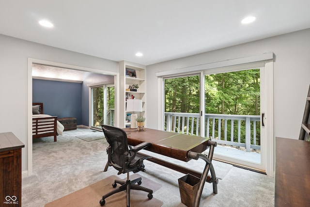 118 White Horse Ln, Fishers, IN 46038 - office area featuring light carpet, healthy amount of natural light, and recessed lighting