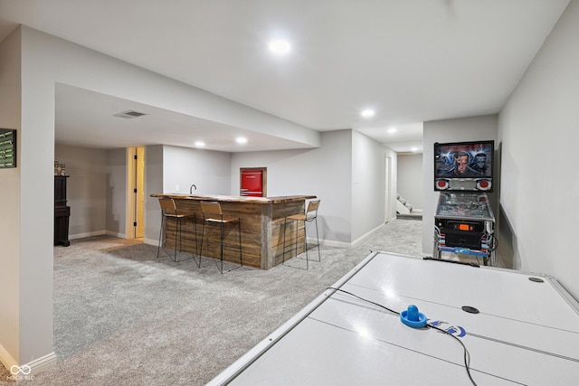 118 White Horse Ln, Fishers, IN 46038 - playroom featuring bar with sink, carpet, and recessed lighting