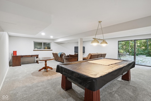 118 White Horse Ln, Fishers, IN 46038 - game room featuring carpet floors, billiards table, and recessed lighting